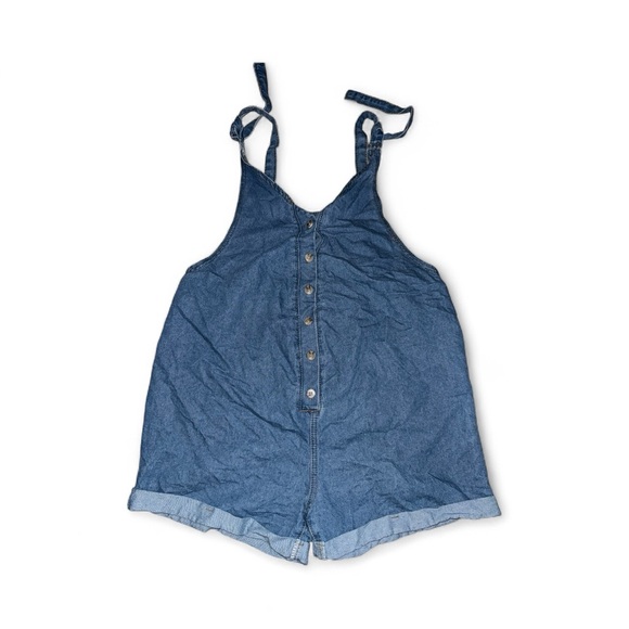 Blue Denim Button-Up Romper - Picture 1 of 3